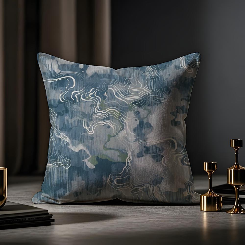 Printing Style Cushion Cover Anti-dustmite Pillowcase Invisible Zipper Silky Short Plush Sofa Cushion Cover