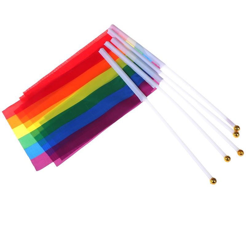 5X Duhová ruční vlajka Mávání Gay Pride Lesba Mír Lgbt Banner Festival