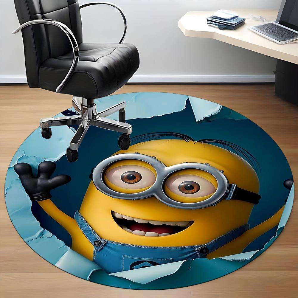 1pcMinion Office Round Area Rug, Indoor Mat Suitable For Office, Bedroom Living Room Home Decor, Room Deco,  Offic A0928110