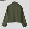 INCERUN Men Stand Neck Long Sleeve Buttons Up Casual Loose Cargo Jackets Coats