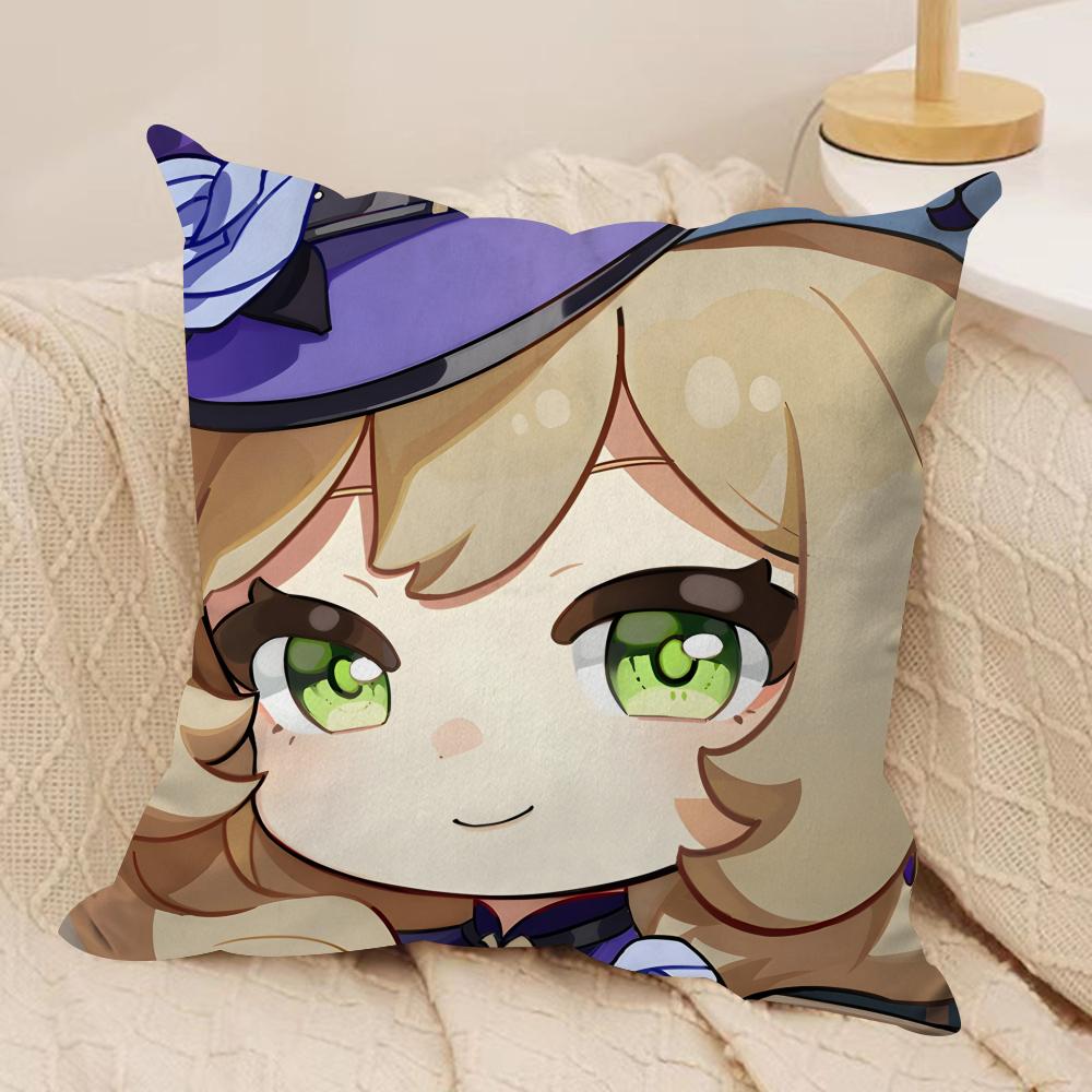 Lisa Cute Cute Genshin Impact Cushion Cover Silky Short Plush Invisible Zipper Dustproof Sofa Pillow Case For Home Decor