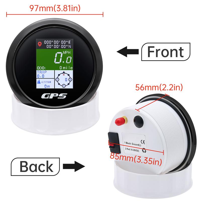 TFT 85mm GPS Speedometer Gauge with Antenna Digital 600KMH,MPH,Knots COG ODO Altitude Compass for Car Boat Yacht 12V24V