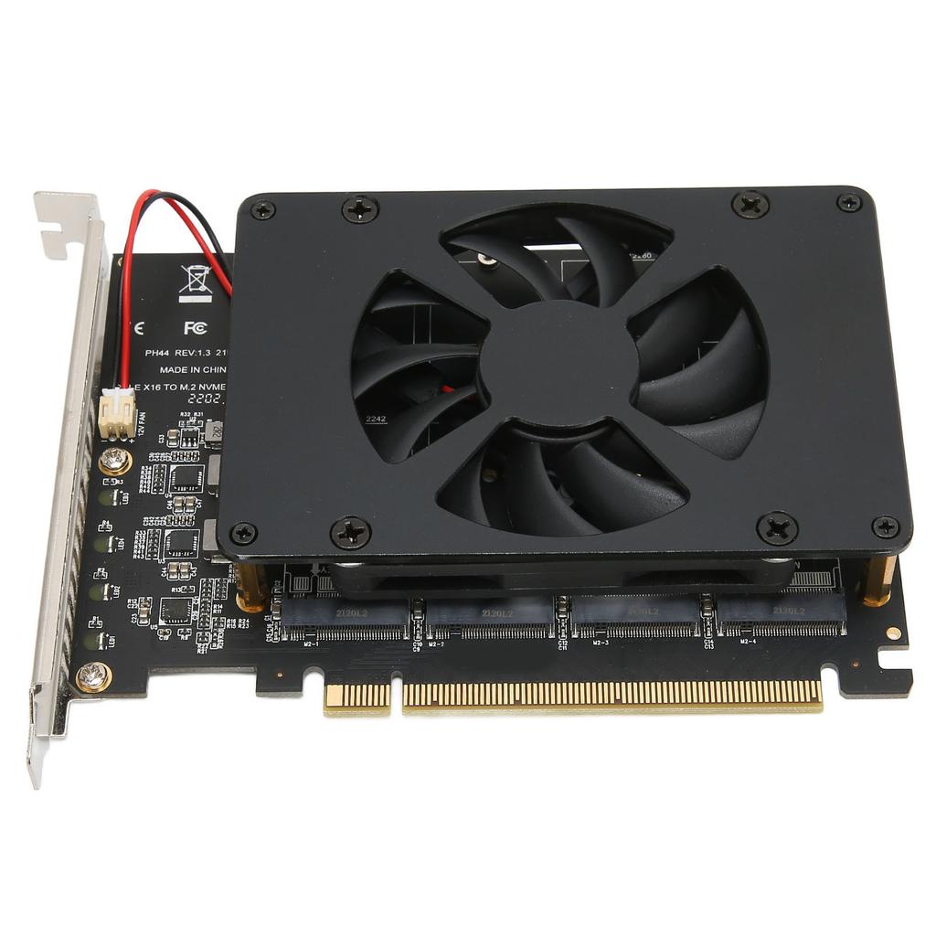 M.2 PCIE Adapter PCIe 4.0 X16 to 4 Port M.2 NVMe with Cooling Fan NVME Raid Card 4x32Gbps M.2 SSD