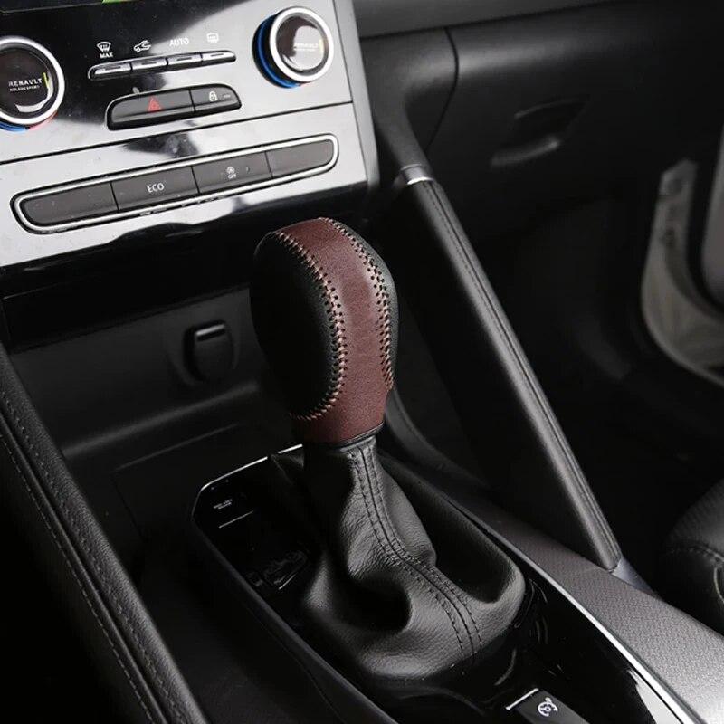 1 Piece Black Leather Car Gear Head Shift Knob Protection Cover Case  for Samsung QM6 2017 2018 Accessories