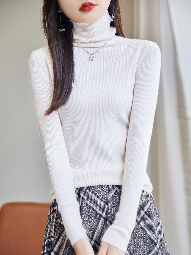 

Cashmere Turtleneck Sweater: 2025 Women s Slim, High-Neck Autumn/Winter Base Layer Small білий