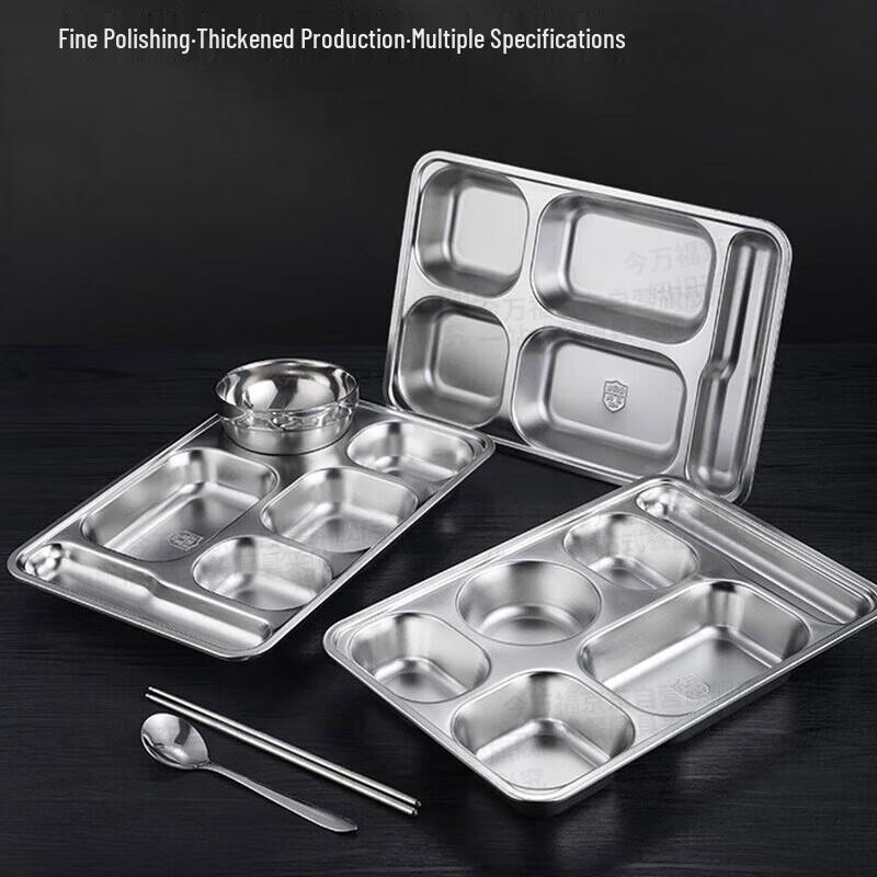 304 Stainless Steel 6-Compartment Divided Lunch Box Set
