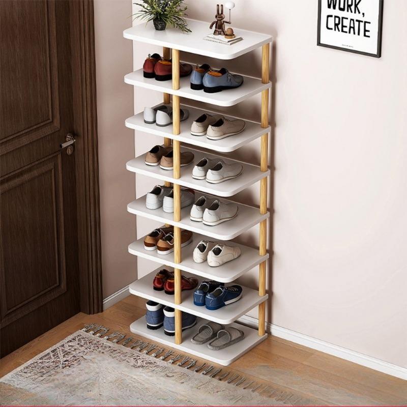 Simple Shoe Rack Solid Wood Panel Furniture Large Capacity Stable Shoe Shelves Space Saving Layered Partition Dormitory Racks