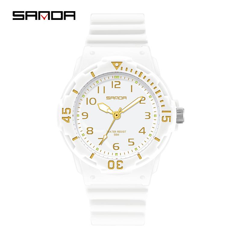 SANDA 6011 Classic 50M Waterproof Wristwatch TPU Strap Female Girl Clock New Top Luxury Brand Women Watch Quartz Lady Original
