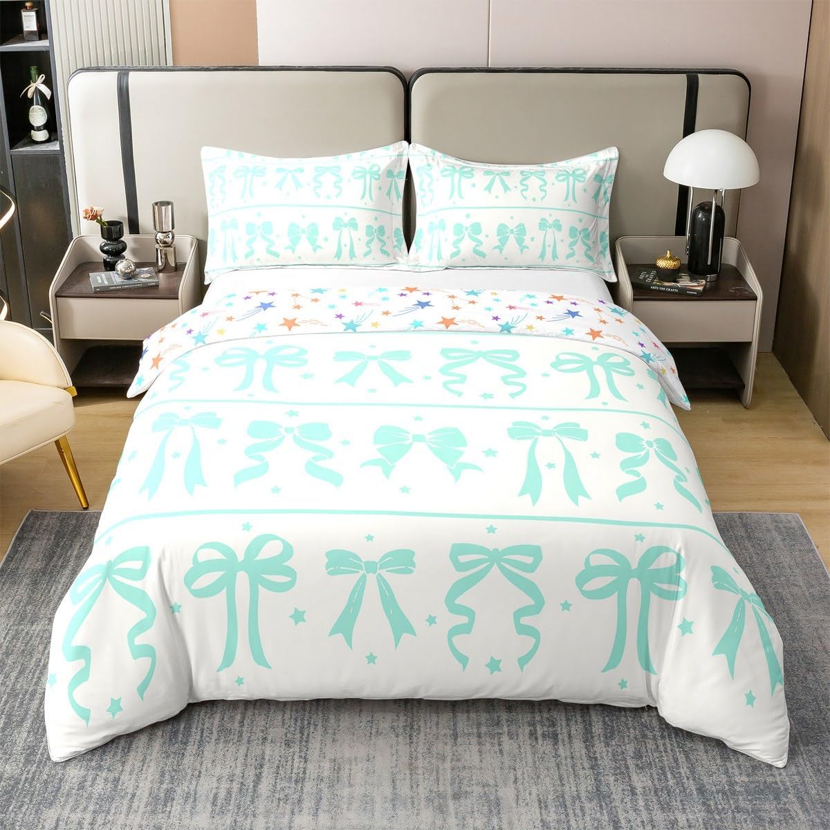 

Fairy Bow Soft Duvet Cover Quen King-Sized Dimensionsd Dimensions Flower Beding Set Bedrom Floral Comfortable Quilt Cover Children Kids Carton Bow 3 135*200cm Eu-Single