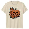 Smiling Jack O Lantern TShirt Floral Halloween Autumn Gift For Him And Her