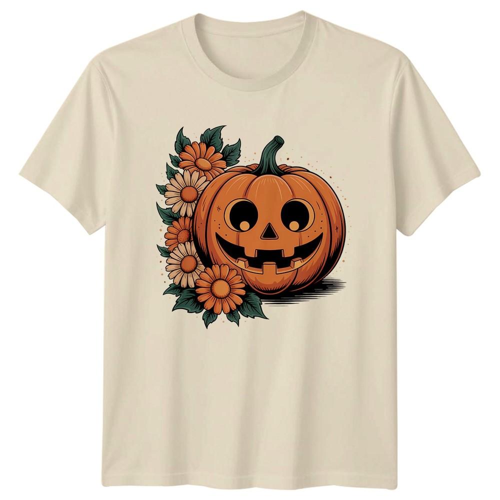 Smiling Jack O Lantern TShirt Floral Halloween Autumn Gift For Him And Her