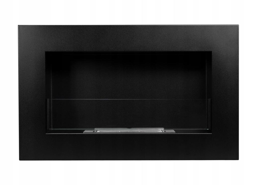 Hanging Bioethanol Fireplace With Glass 65X40X12 Cm Box Flame Regulation Matte Black