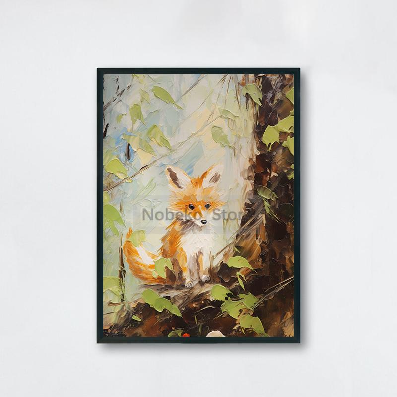 Cute Baby Animal Nursery Posters Cute Wildlife Prints Canvas Oil Painting Woodland Wall Art Pictures Home Kids Room Decoration