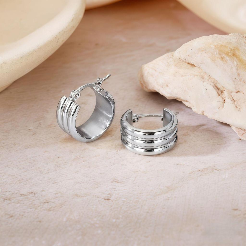 2025 Hot-Selling Titanium Steel Large Hoop Earrings - Simple Round Wire Design