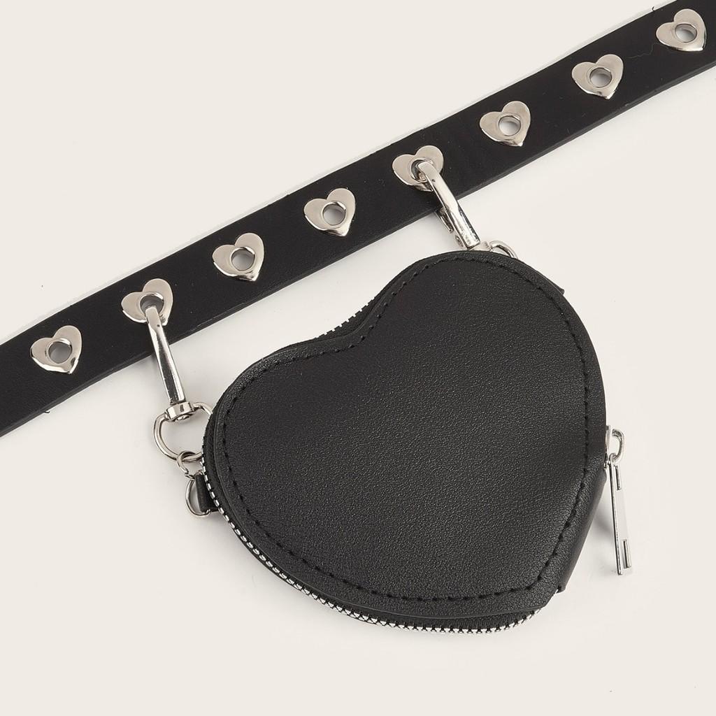 Mini Heart Waist Belt With Removable Leather Strap For Fashionable Women Spring