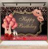 Black Gold Happy Birthday Backdrop Glitters Balloon 18th 30th 40th Adult Anniversary Birthday Party Photography Background Decor19
