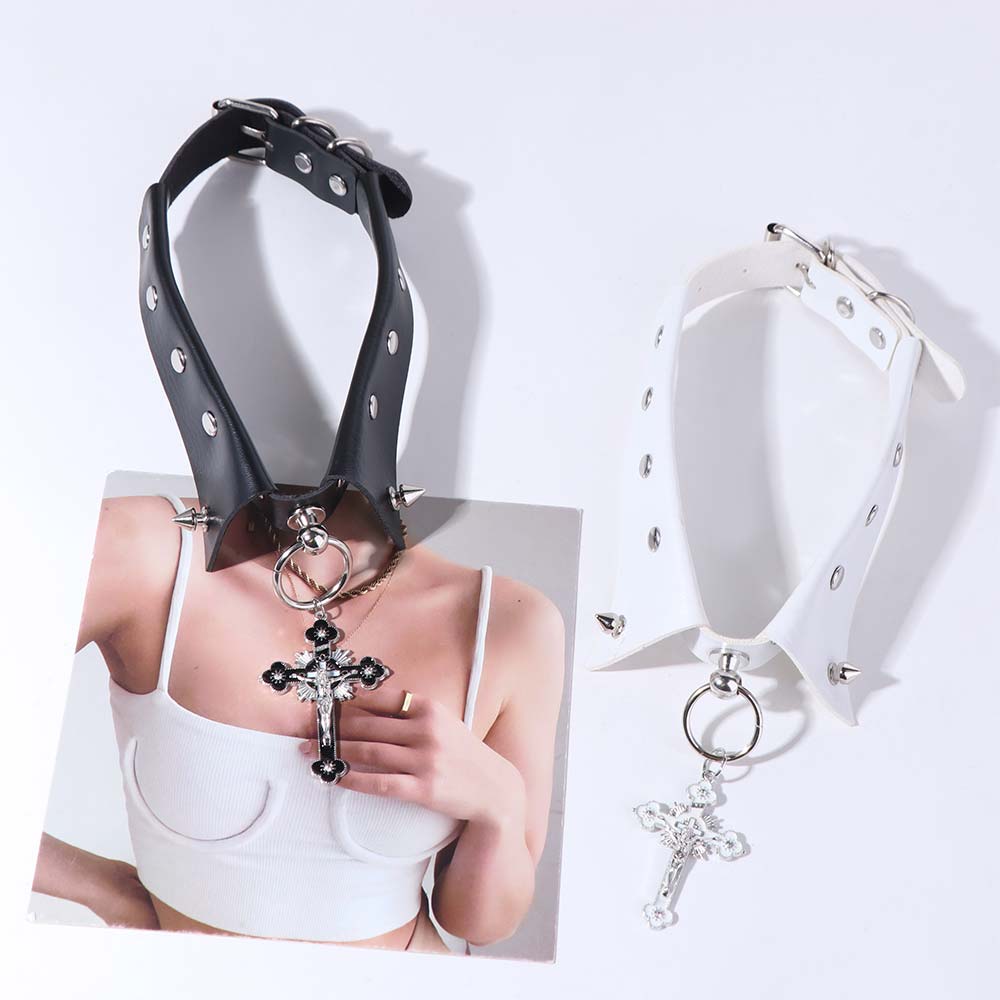 PU Leather Punk Choker Studded Fake Collar Necklace Fashion Rivet Choker Party