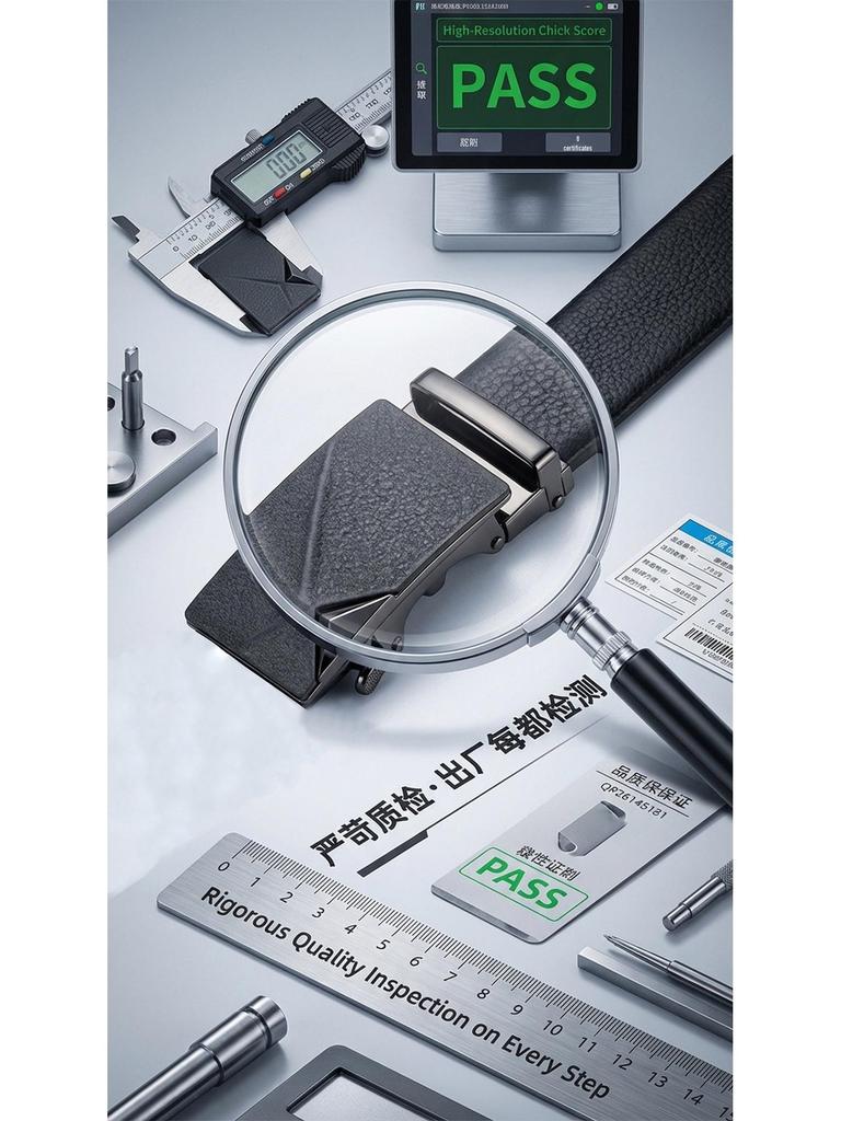 Men's Genuine Leather Automatic Buckle Belt - Top Layer Cowhide, Alloy, Fashionable, Versatile, Casual.
