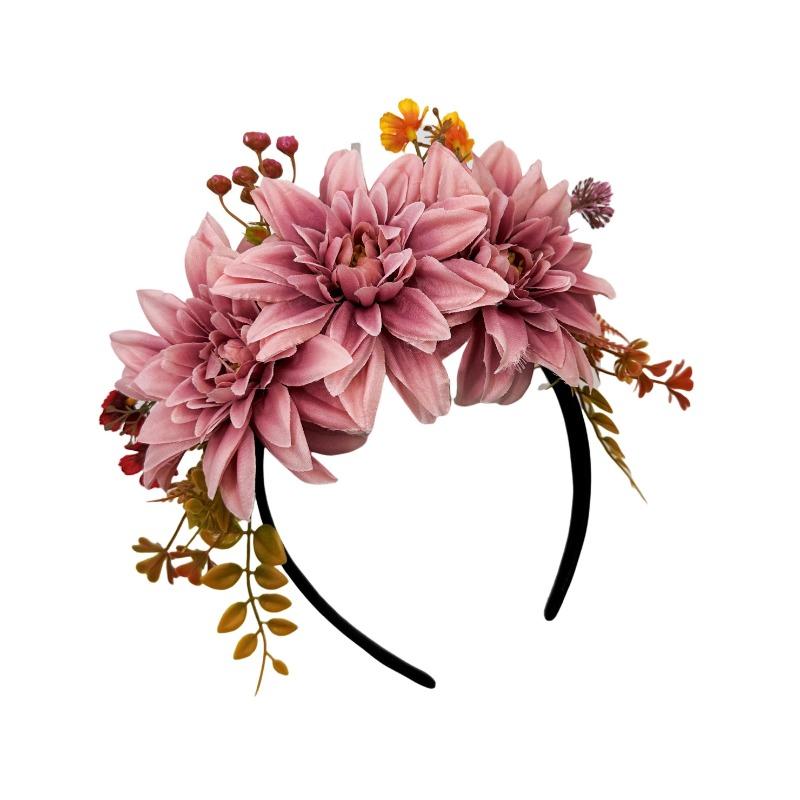 Simulation Chrysanthemum Vintage Headband Holiday Party Prom Dress Up Hair Accessories Photo Headgear