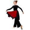 Girls Asymmetrical Hem Worship Dance Dress Elastic Waistband Pants Performance Set