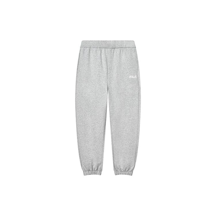 FILA Loose Fit Cuffed Fleece Knit Solid Color Sports Casual Pants Men bottoms Cloud-Gray Flower-Gray F51M249699F-MG