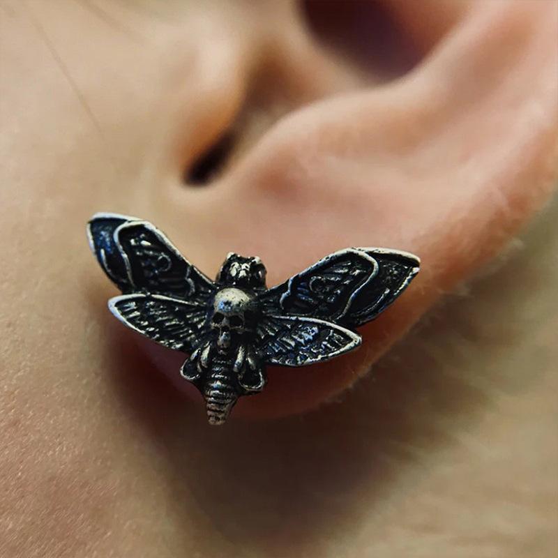 Gothic Death Head Moth Women's Stud Earrings
