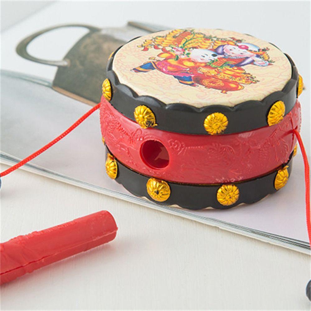 Traditional Style Spin Rattle Drum Tambourine Hand Rattle Bell Kid Toy Monkey Drum  Music Toys
