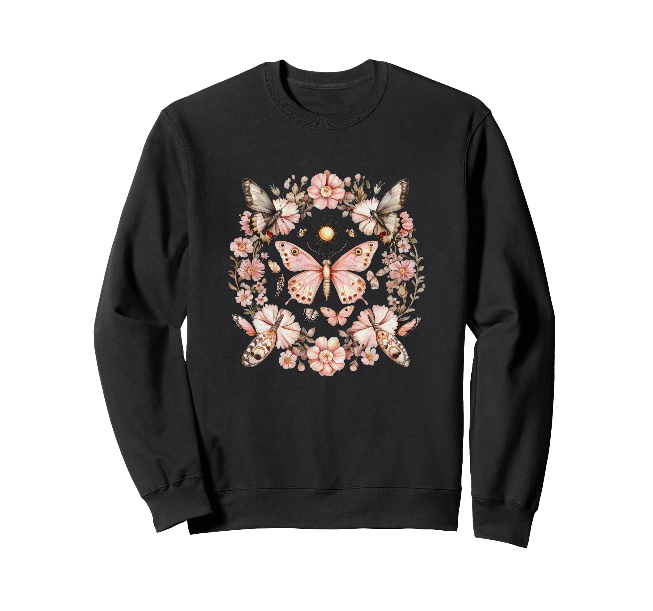 

Butterfly Floral Sunburst Nature Sweatshirt чёрный