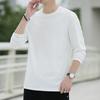 Men Tops Round Neck Long Sleeve Autumn Tops Solid Color Thin Bottom Tops Regular Style Casual Pullover Tops