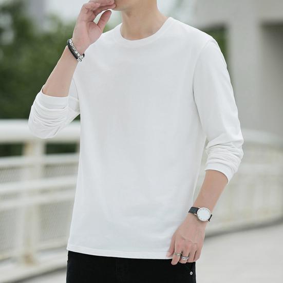 Herren Oberteile Rundhals Langarm Herbst Oberteile Einfarbig Dünne Unterteile Regulärer Stil Lässige Pullover