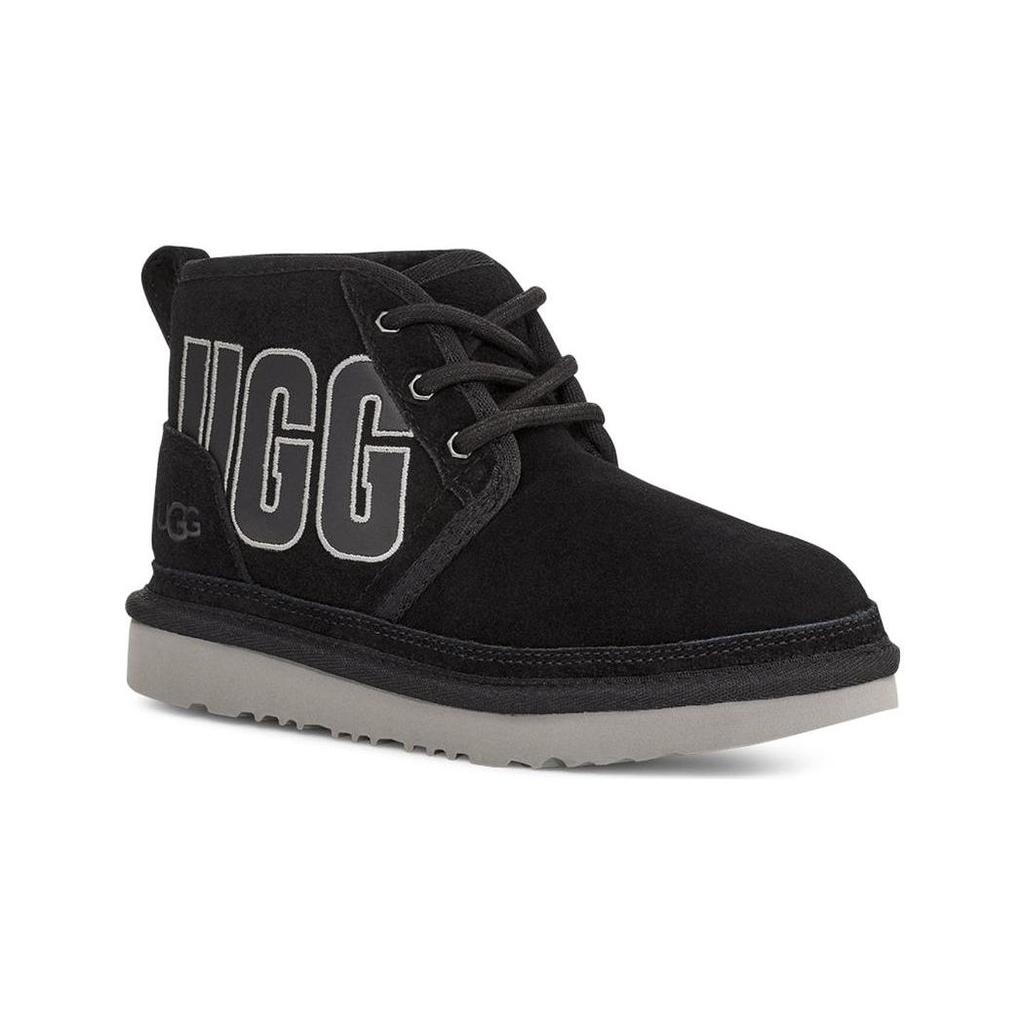 UGG Kids Neumel Graphic Outline Black Grey Suede 1130787K-BGSD