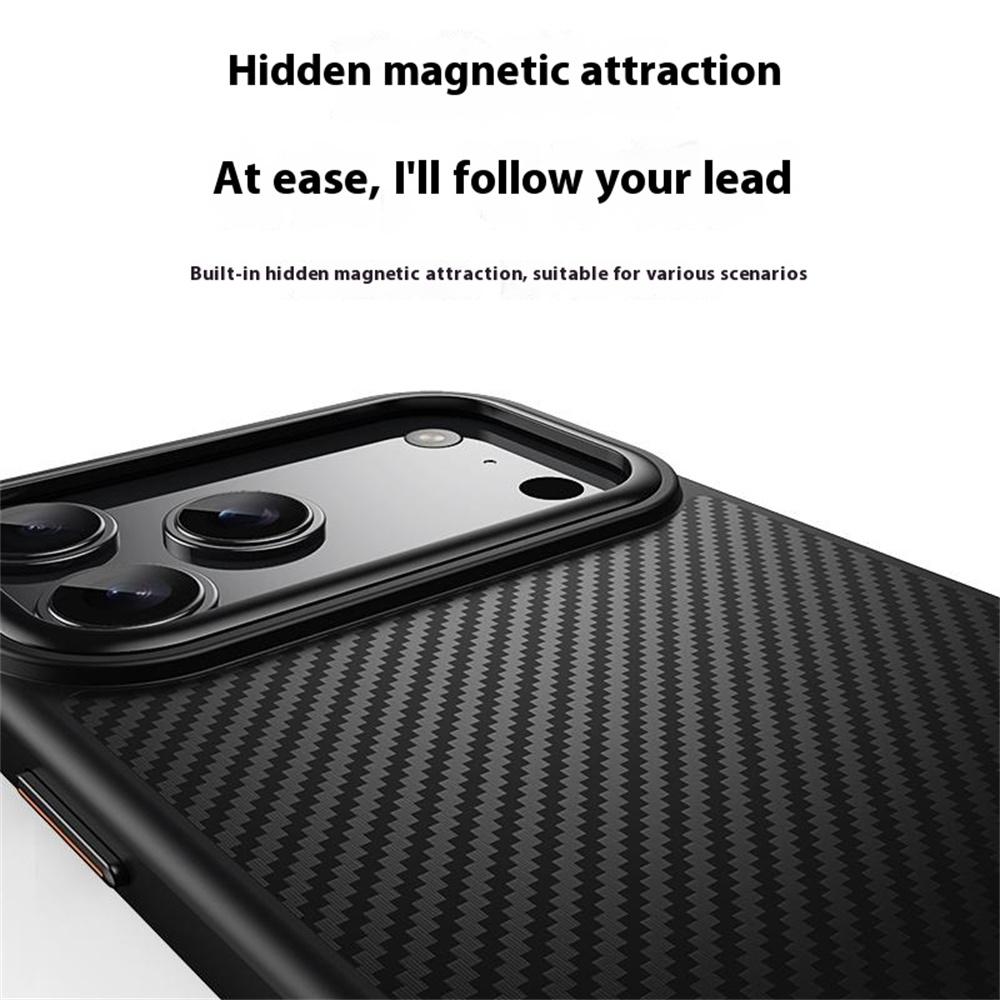 For iPhone 17 Pro Magnetic Case Compatible with MagSafe Carbon Fiber Texture PC + TPU Cover
