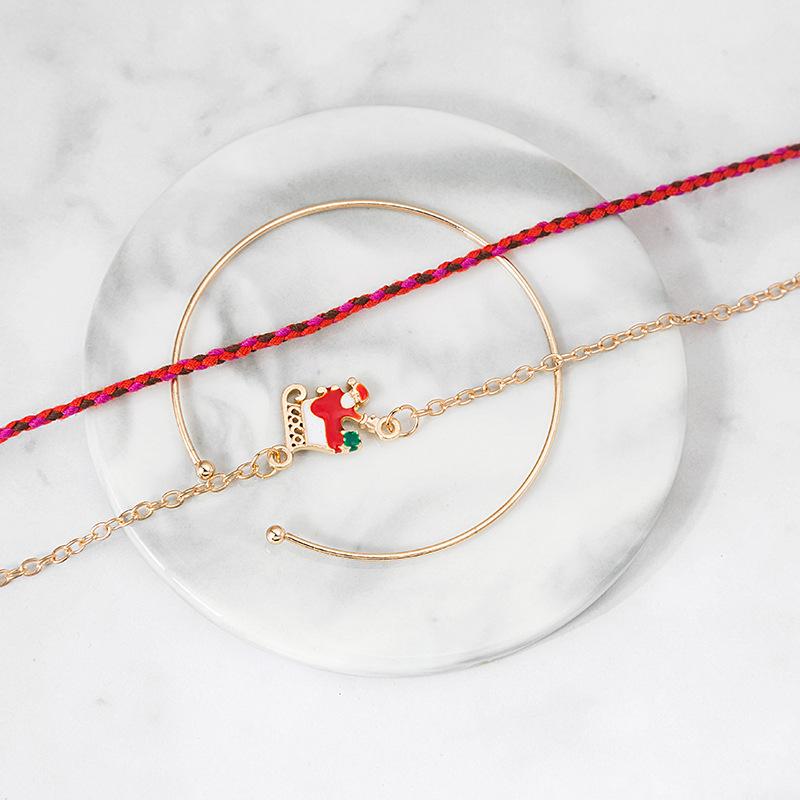 Christmas Gift Bracelet, Multi-Layered Santa Wreath Snowman Sleigh Bracelet Bracelet