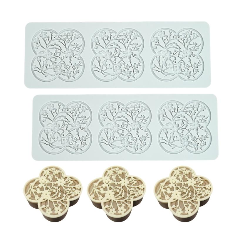 

2pcs Fondant Impressions Mats Pastry Moulds Flower/Leaf Pattern Lace Mat Chocolate Silicone Molds for Cake Decorating