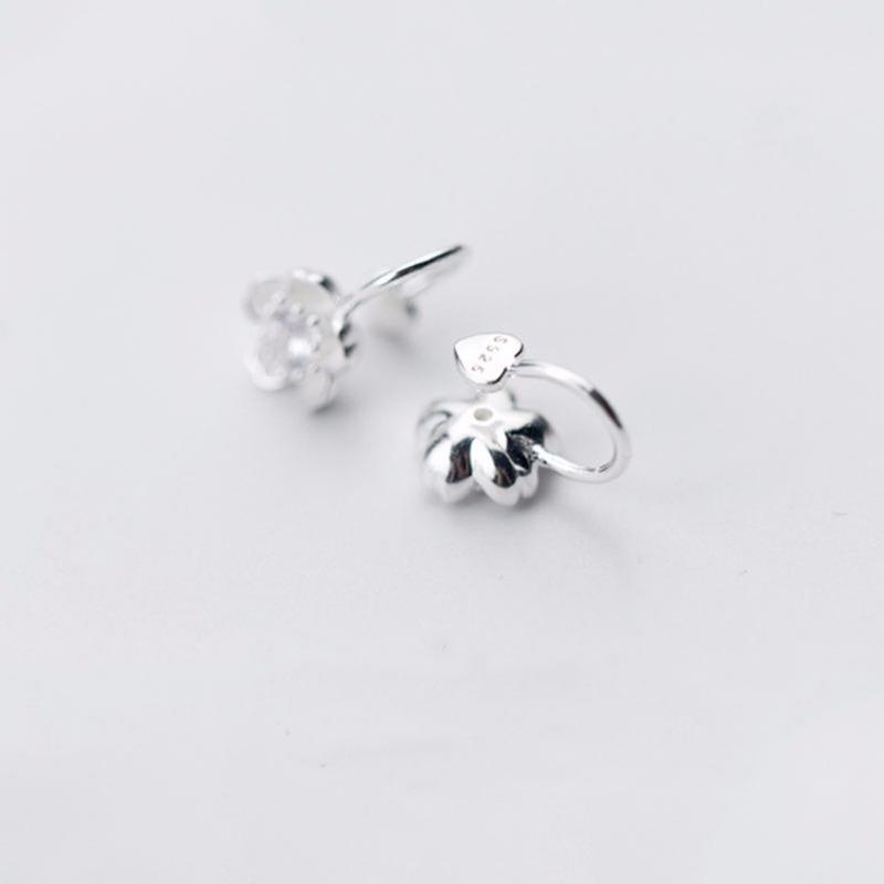 Korean Fashion 925 Sterling Silver Flower Inlaid Diamond Ear Clip For Women Non Pierced