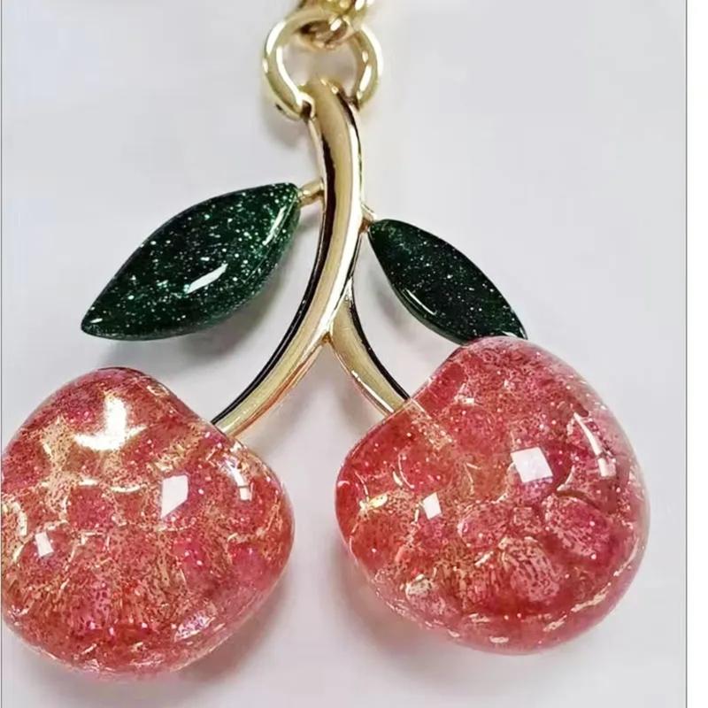 Stylish Cherry Pendnat Keychain Bag Charm Eye Catching Cherry Keychain Accessory Fashionable Hangings Decoration