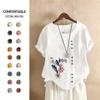 Summer Retro Large Size Casual Loose Cotton and Linen Short-sleeved Pullover T-shirt Cotton and Linen Women's Clothing Large Size Women's Clothing