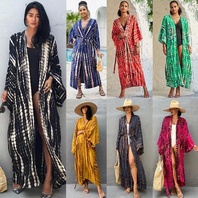 Europäischer & Amerikanischer Batik-Baumwoll-Strandüberwurf: Damen Lockerer Sonnenschutz Urlaubs Badeanzug Oberbekleidung