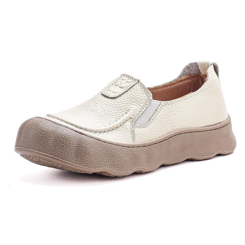 New Women's Loafers Shoe Antislip Retro Genuine Leather Shoes Women Comfortable Female Boat Shoes Spring and Autumn