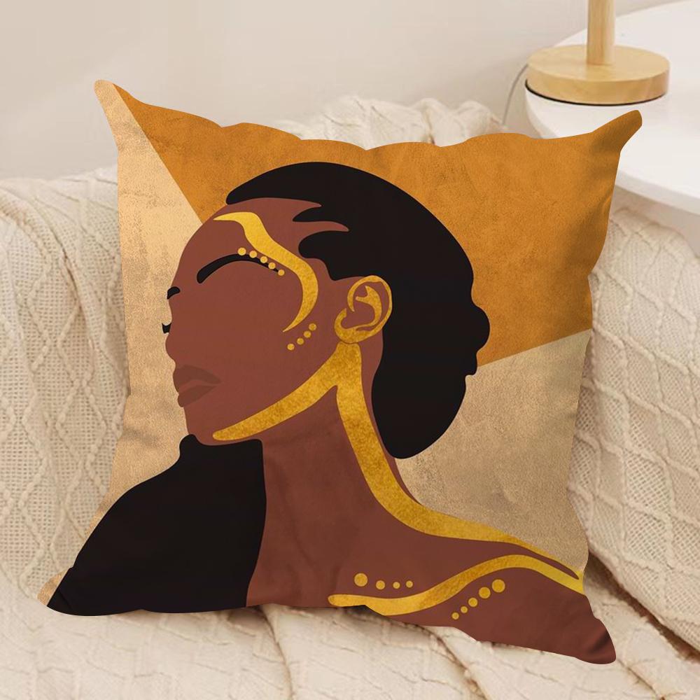 African Women Cushion Cover Soft Plush Throw Pillow Cover  DoubleSided Decorative Cushion Case  Sofa Bedroom Home Decor