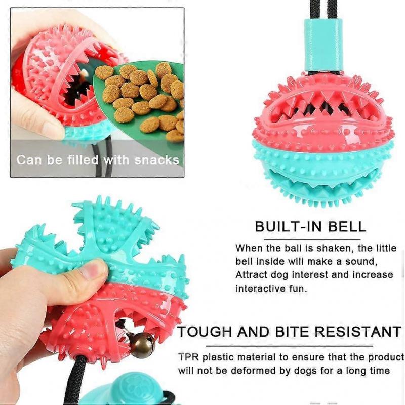 Dog Toy Ball Chew Toys with Suction Cup, Multifunctional Dog Play with Elastic Rope, Dog Chew Ball Teeth Chew Balls for Wood Floor Tile Walls