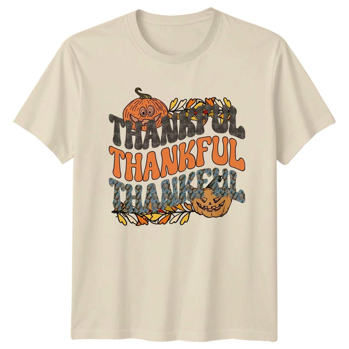 Thankful Thankful Thankful T-Shirt Seasonal Holiday Thanksgiving Gift L