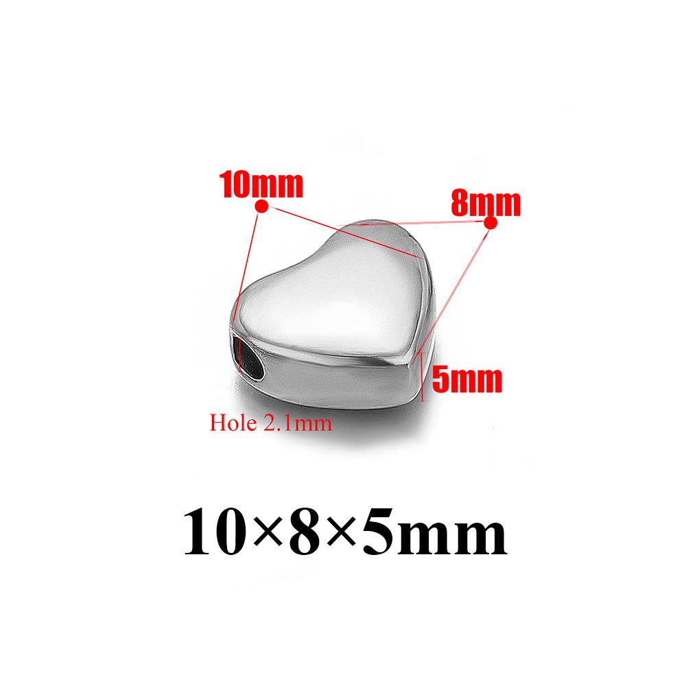 10Pcs Stainless Steel  8mm 10mm Star Heart Spacer Beads Bracelet Findings Women Necklace Earrings Making DIY Jewelry Accessories