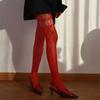 Women Aesthetic Sexy Hollowed Out Fishnet Pantyhose Asymmetrical Lace Patchwork Patterned See Through Tights Stockings