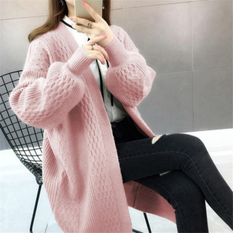 Women's Sweater Cardigan Mid Length Autumn New Loose Korean Version Knitted Sweater Jacket