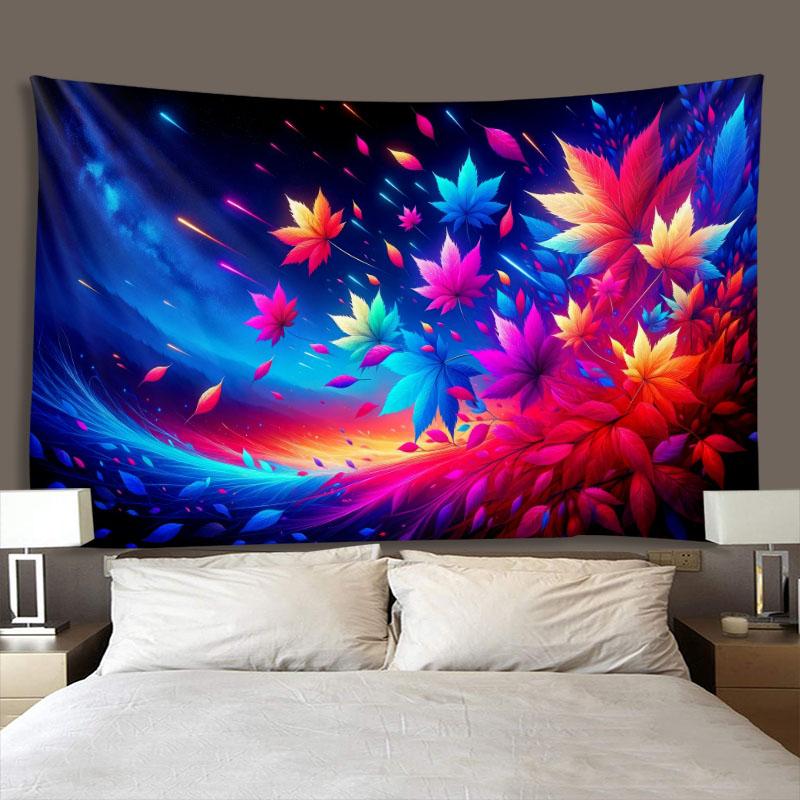 Psychedelic Leaf Flower Jellyfish Tapestry for Living Room Sofa Bedroom Headboard Wall Home Background Decor
