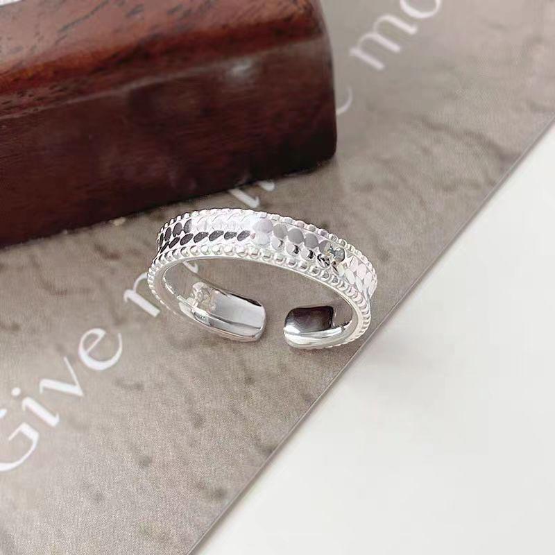 925 Sterlingsilber Damen Glitzernder Schuppenring - Pinky- und Fingeraccessoire mit einfachem, hochwertigem, akribischem Design
