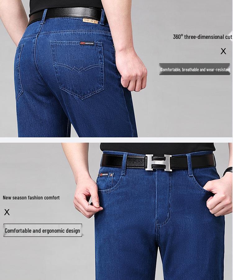 2026 Summer Men's Loose Straight-Leg Cotton Jeans - Middle-Aged Dad's Casual Wear