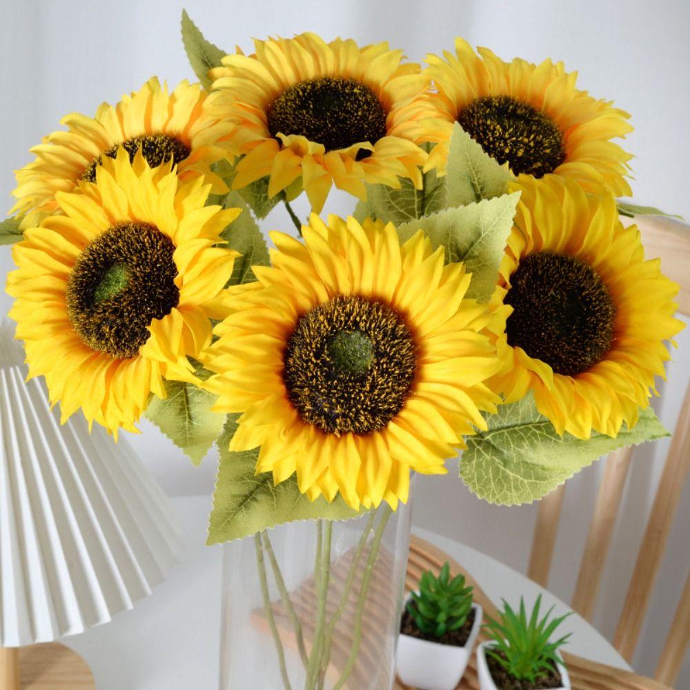 Fake Artificial Sunflowers Silk Floral Arrangement New Flowers Bouquet  Home Decoration