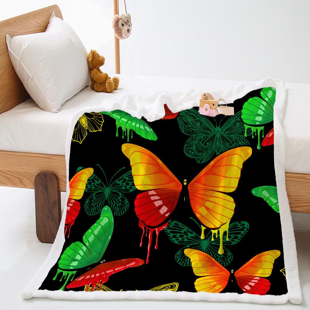 Blanket Butterfly Personality Digital Printing Lamb Fleece Crystal Fleece Blanket